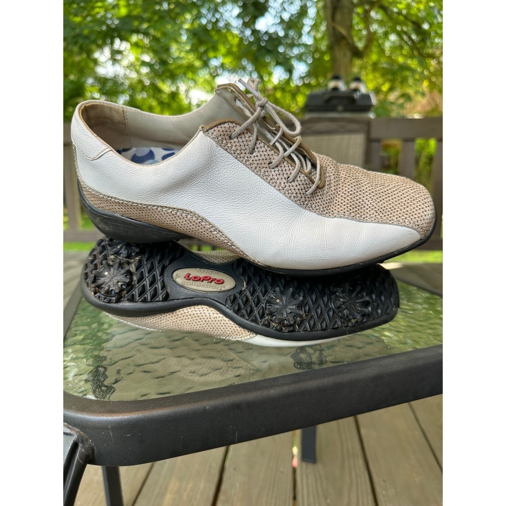 FootJoy LoPro Stabilizer Golf Shoes Spiked‎ White Beige Woman's Size 7M